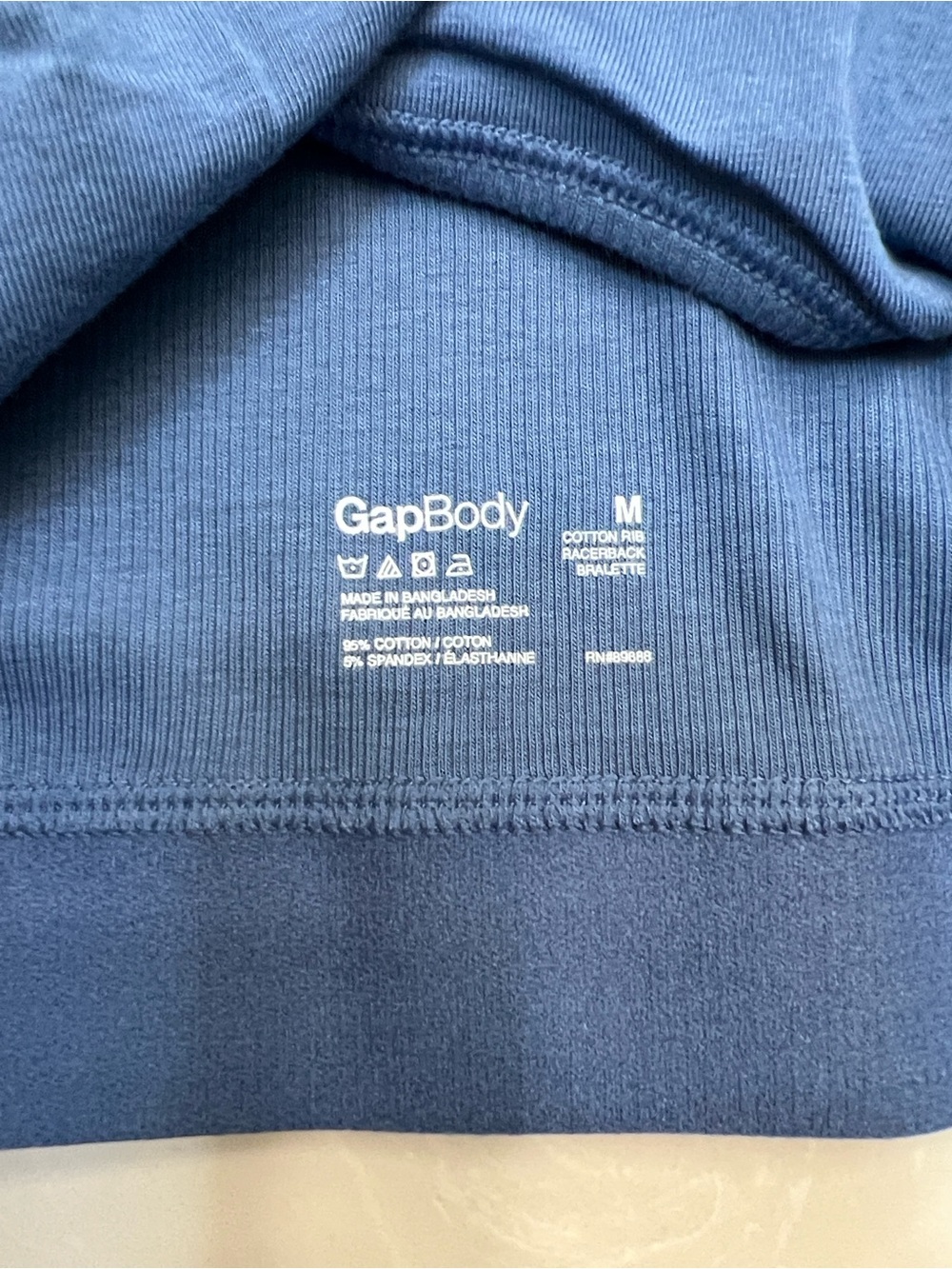 GAP GapBody Logo Women's Ribbed Logo Comfort Racerback Bralette, Blue colored - Picture 9 of 9